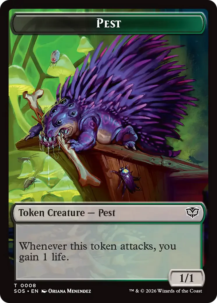 Fractal (0004) // Pest (0008) Double-Sided Token [Secrets of Strixhaven Tokens] - Image 2