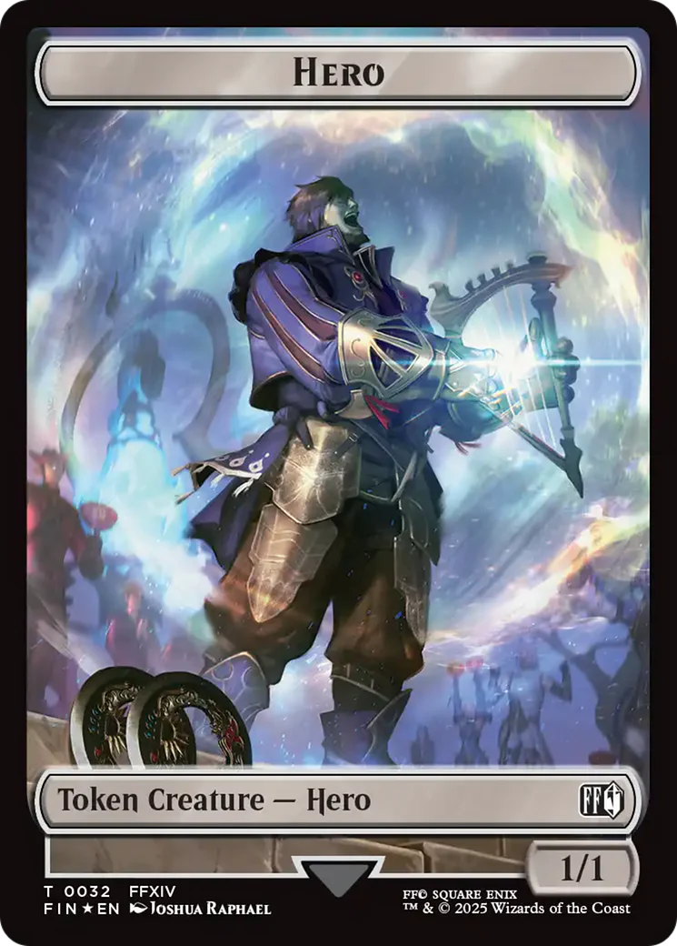 Human Soldier // Hero (0032) Double-Sided Token (Surge Foil) [FINAL FANTASY Commander Tokens] - Image 2