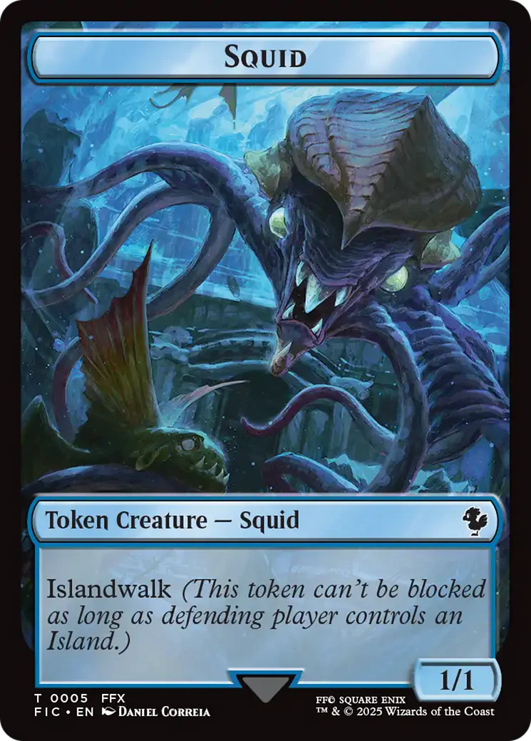 Spirit // Squid Double-Sided Token (Surge Foil) [FINAL FANTASY Commander Tokens] - Image 2